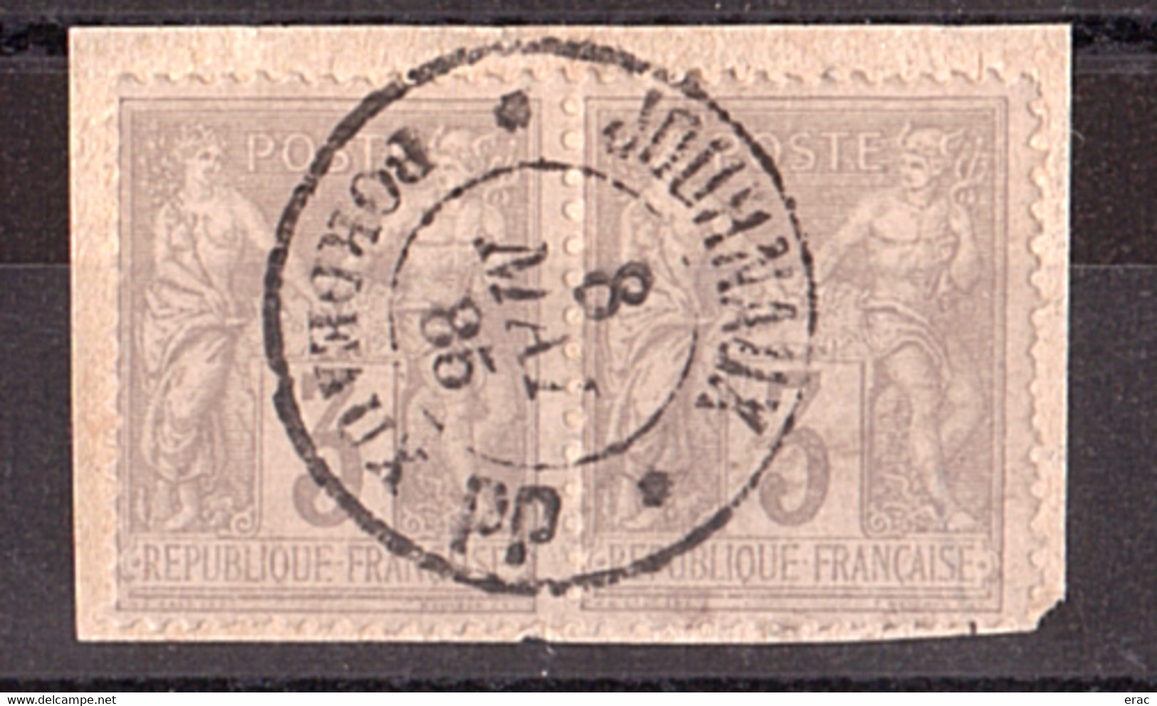 Paire Sage N° 87 - Oblitération CàD Noir Des Journaux Bordeaux PP 8 Mai 1885 - Sur Fragment - 1876-1898 Sage (Tipo II)