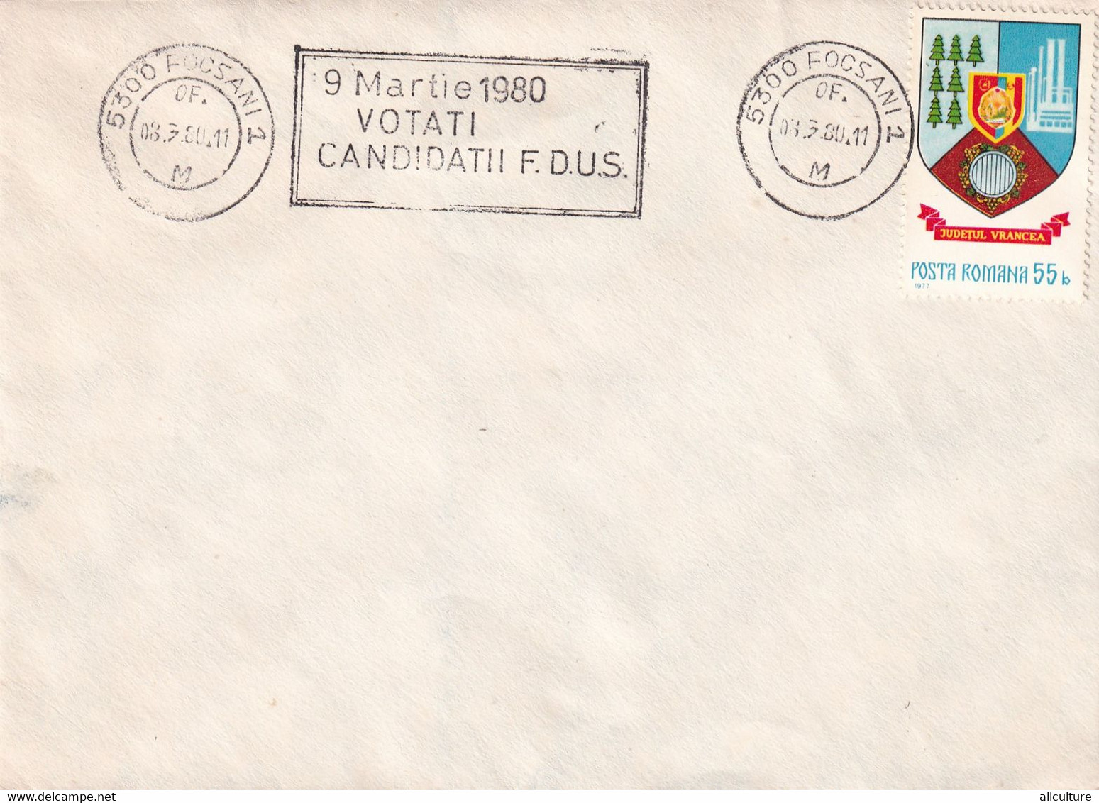 A2834 -  9 Martie 1980 Votati Candidatii F. D.U.S, Focsani 1980 Judetul Vrancea Republica Socialista  Romania - Covers & Documents