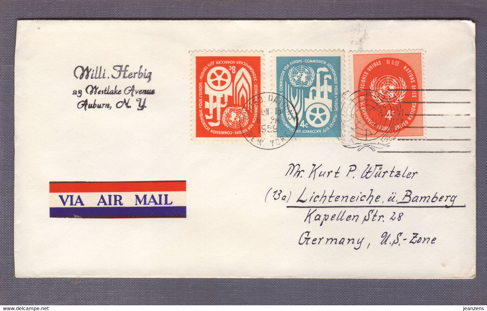 Lettre "Commission économique Pour L'Europe" ʘ United Nations New York 16.06.1959 > Lichteneiche - Storia Postale