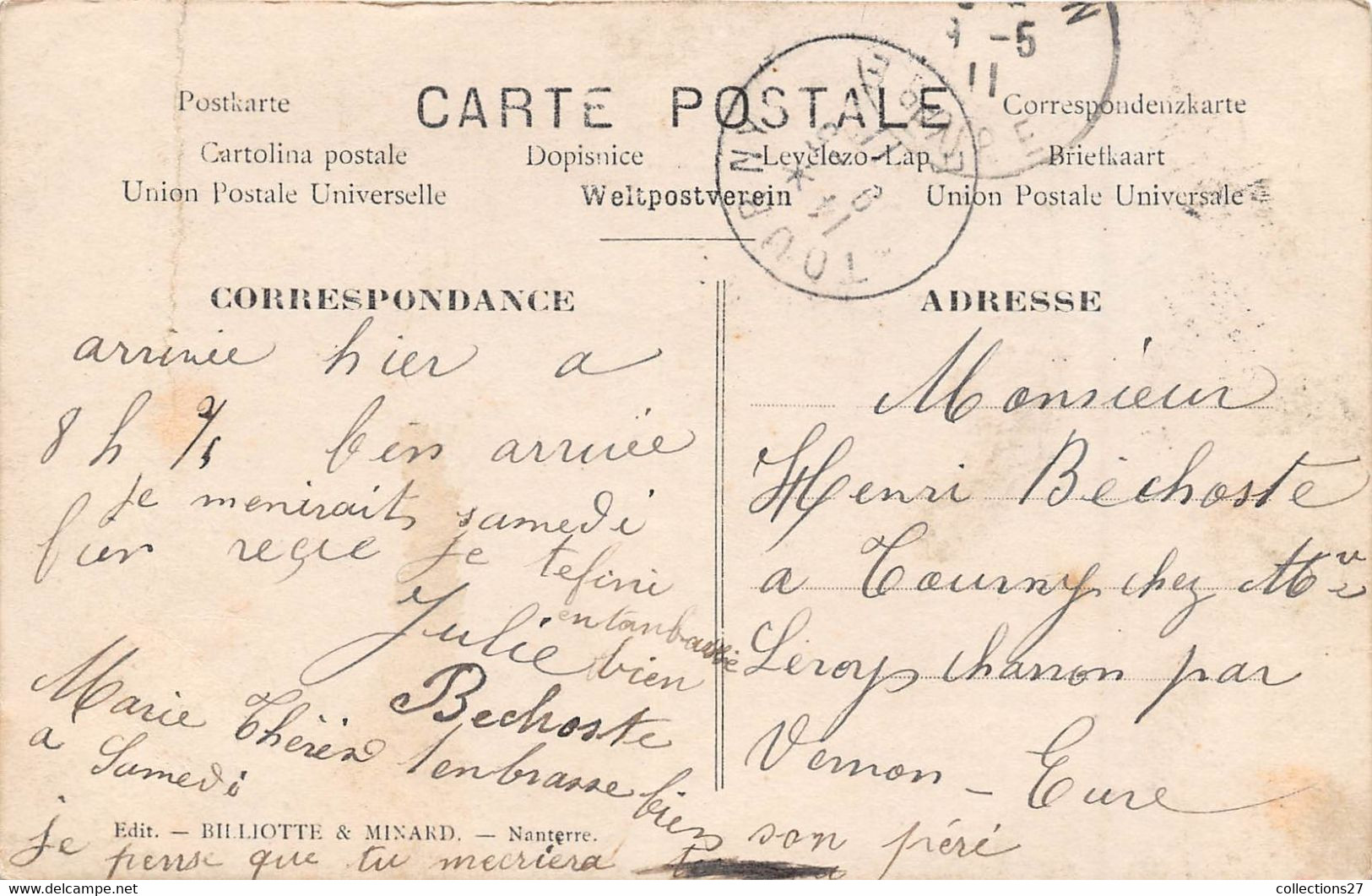 92-NANTERRE-INONDATION 1910, LE PONT DE BIAIS - Nanterre