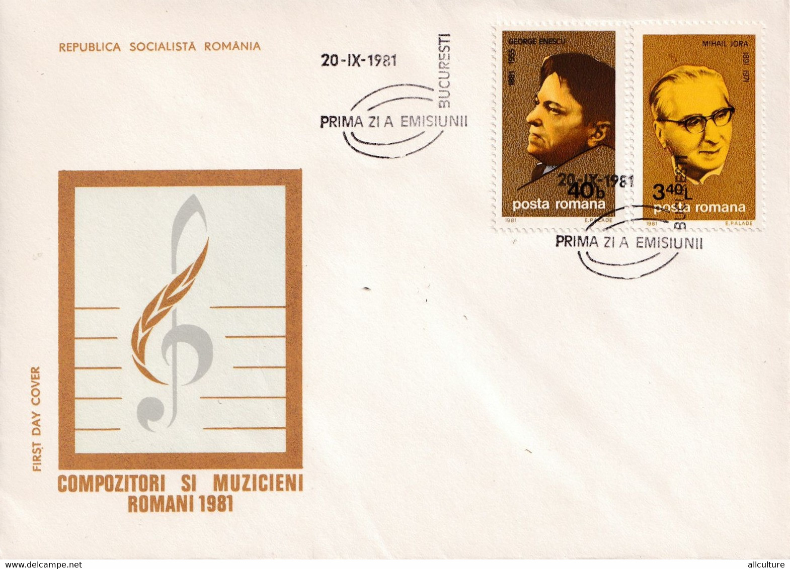 A2850 - Composers And Musicians Of Romania 1981, Socialist Republic Of Romania, Bucuresti 1981 3 Covers FDC - Music