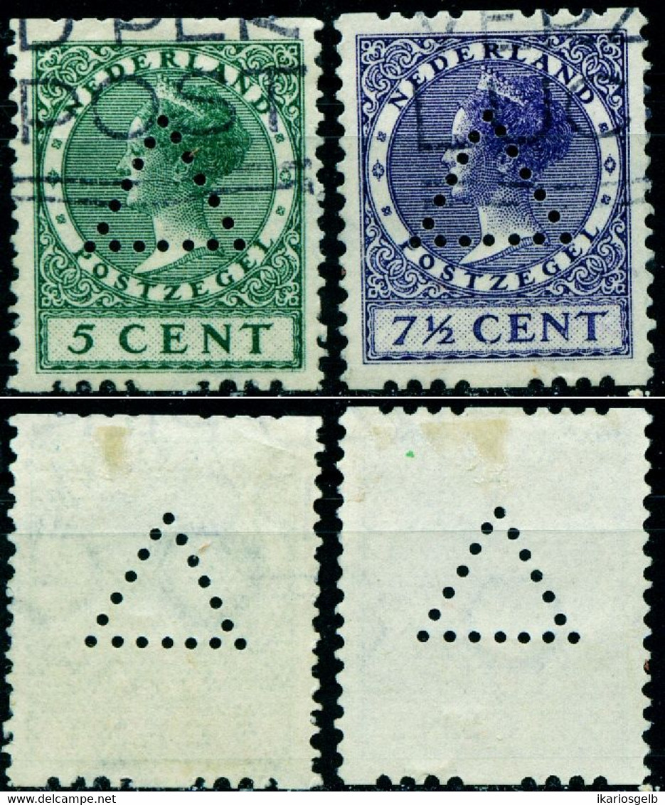Niederlande Netherlands 1926 Michel-# 178c + 180c " 2 Marken Med Roltanding * PERFIN Triangular " Michel Nb € - Usados