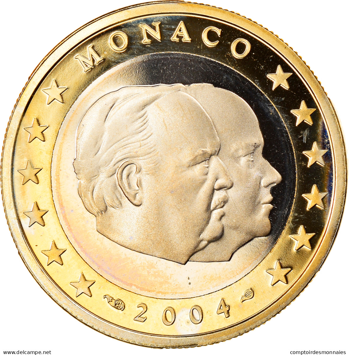 Monaco, Euro, Prince Rainier III, 2004, Paris, BE, FDC, Bi-Metallic, KM:173 - Monaco