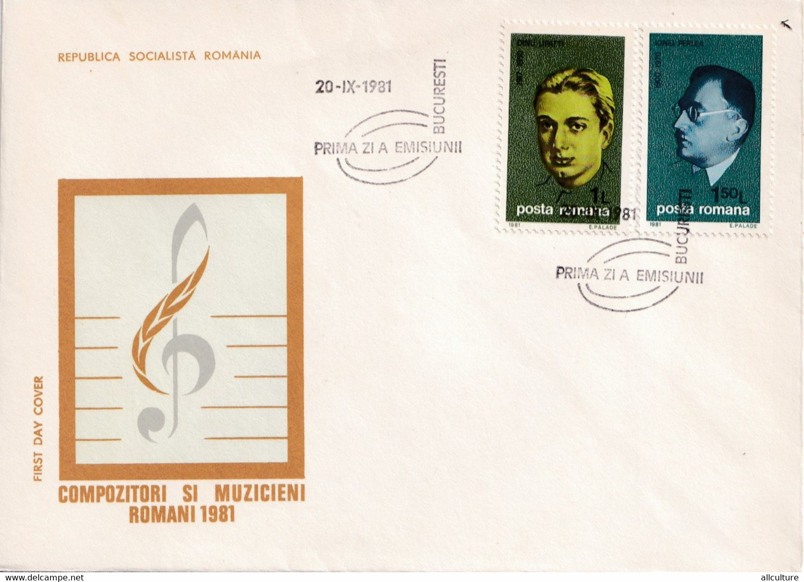 A2876 - Romanian Musicians And Composers, Bucuresti  1981, Socialist Republic Of Romania 3 Covers  FDC - Cantanti