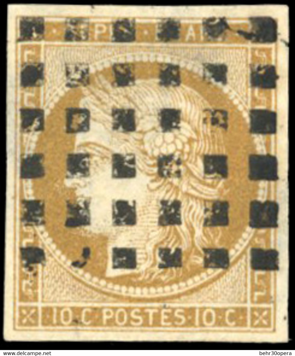 O 10c. Bistre-jaune. Obl. Gros Points. TB. - 1849-1850 Ceres