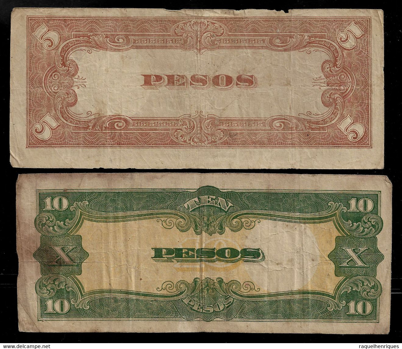 PHILIPPINES - WWII JAPANESE GOVERNMENT BANKNOTE - 2 NOTES 5 & 10 PESOS (NT#05) - Other & Unclassified