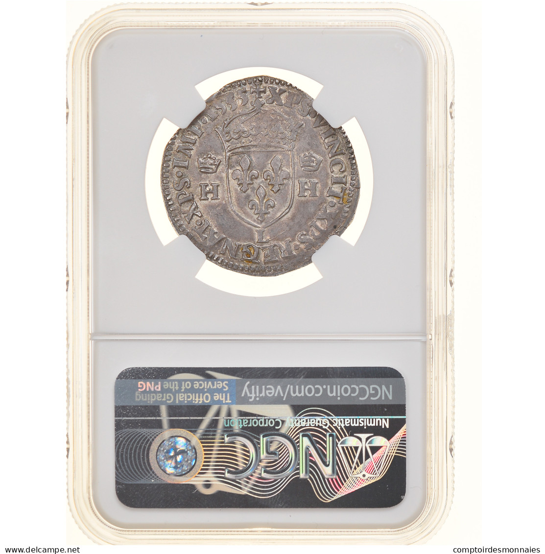 Monnaie, France, Henri II, Teston, 1555, Bayonne, NGC, MS64, SPL+, Argent - 1547-1559 Henri II