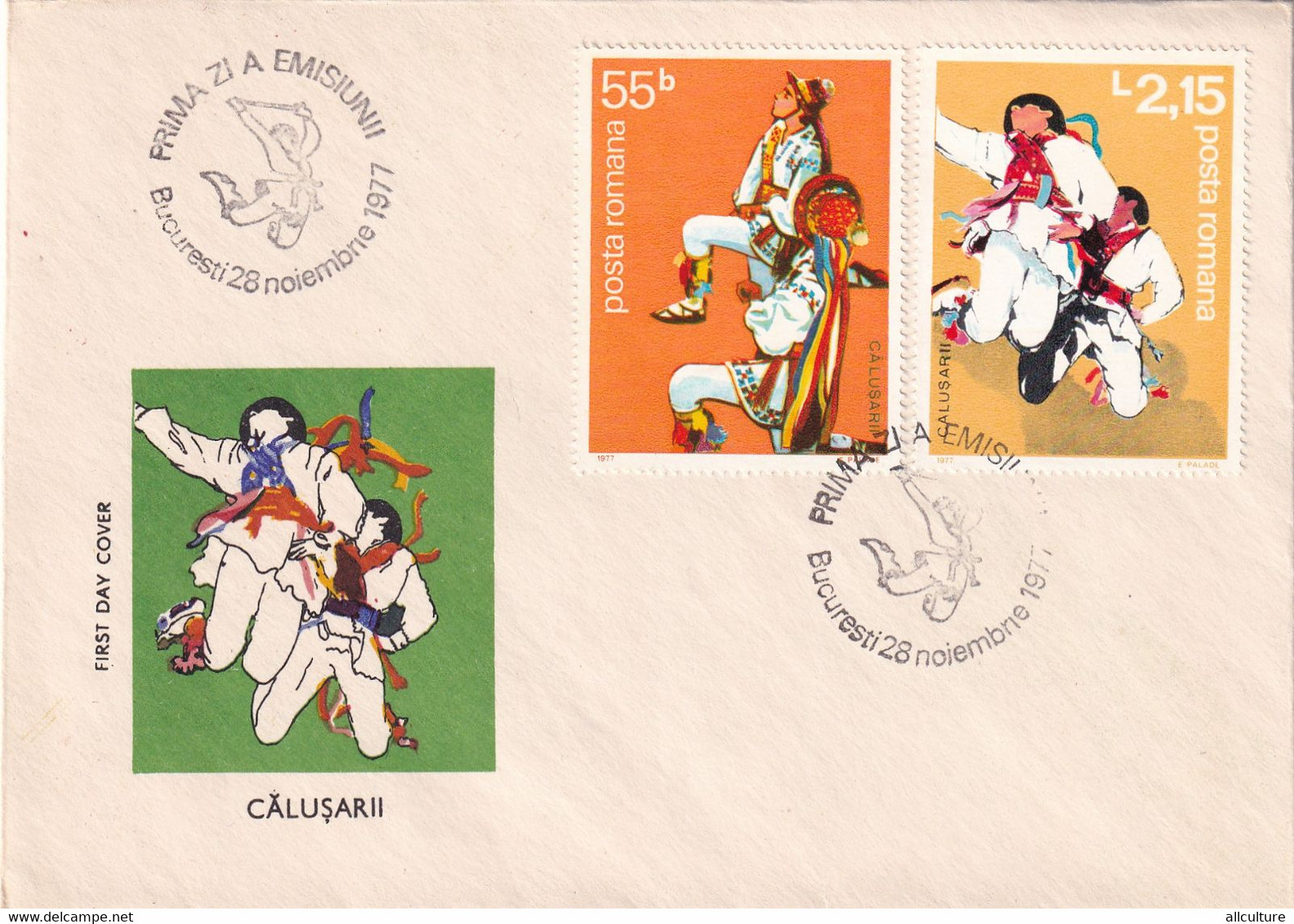 A2905- Calusarii, Prima Zi De Emisiune Bucuresti 1977, Republica Socialista Romania 4covers FDC - FDC