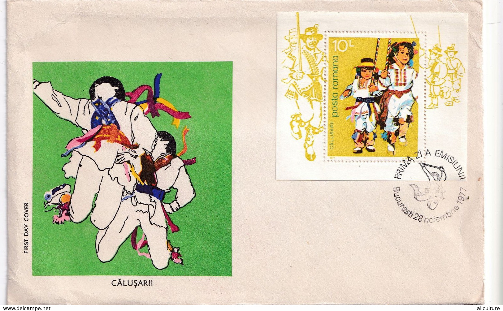 A2905- Calusarii, Prima Zi De Emisiune Bucuresti 1977, Republica Socialista Romania 4covers FDC - FDC