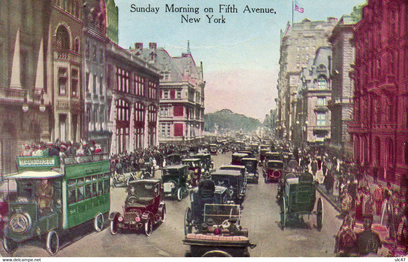 - Sunday Morning On Fifth Avenue.  NEW YORK. - Scan Verso - - Transport