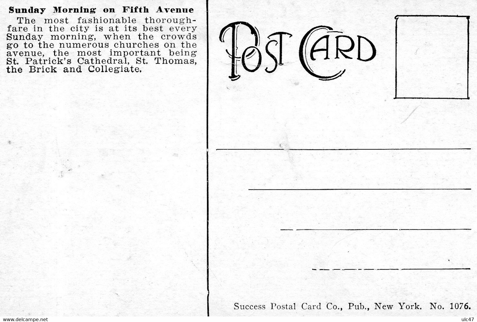 - Sunday Morning On Fifth Avenue.  NEW YORK. - Scan Verso - - Transports