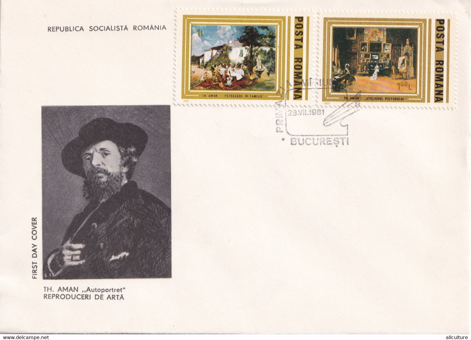 A2919 - TH.AMAN "AUTOPORTRET" Reproduceri De Arta, Republica Socialista Romania, Bucuresti 1981 3 Covers FDC - FDC