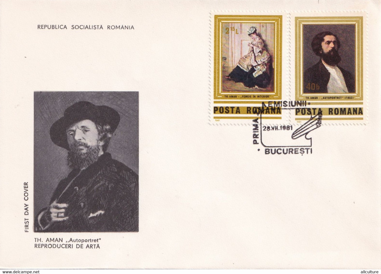 A2919 - TH.AMAN "AUTOPORTRET" Reproduceri De Arta, Republica Socialista Romania, Bucuresti 1981 3 Covers FDC - FDC