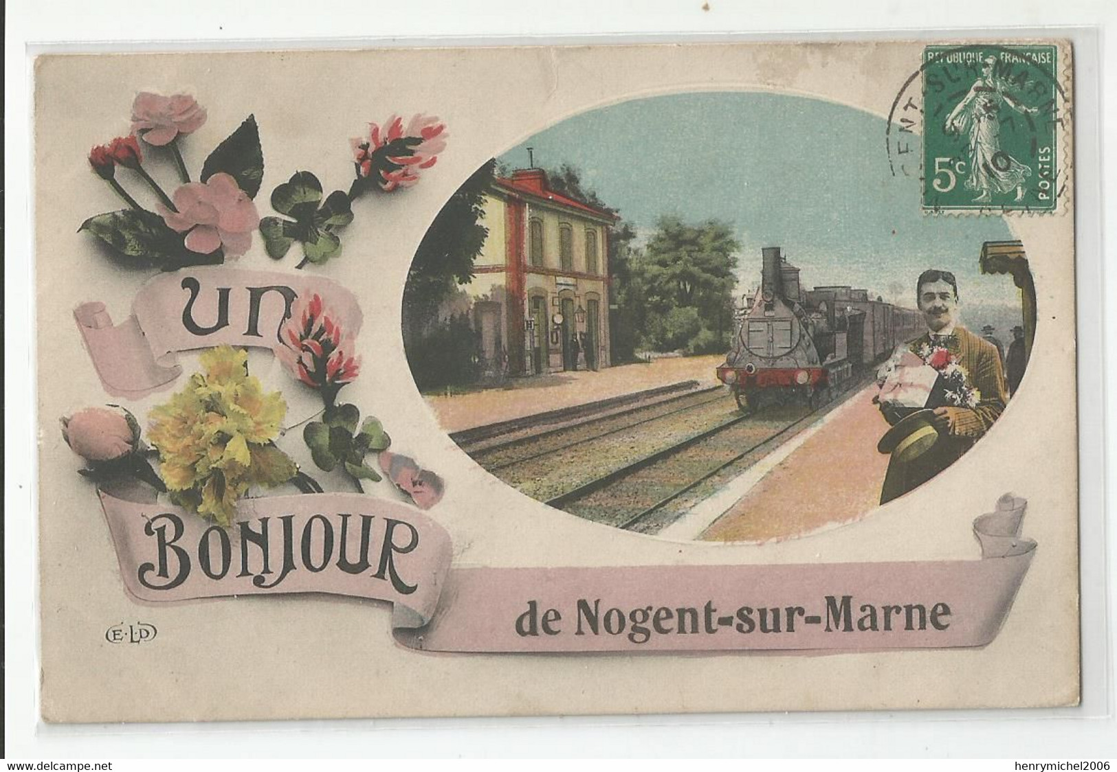 94 Un Bonjour De Nogent Sur Marne Gare Train 1910 - Nogent Sur Marne