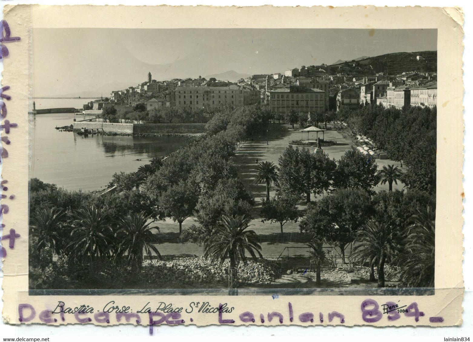 - 1004 - BASTIA - La Place St Nicolas, éditions RENE, écrite, 1952, Cliché Peu Courant, TBE, Scans. . - Bastia