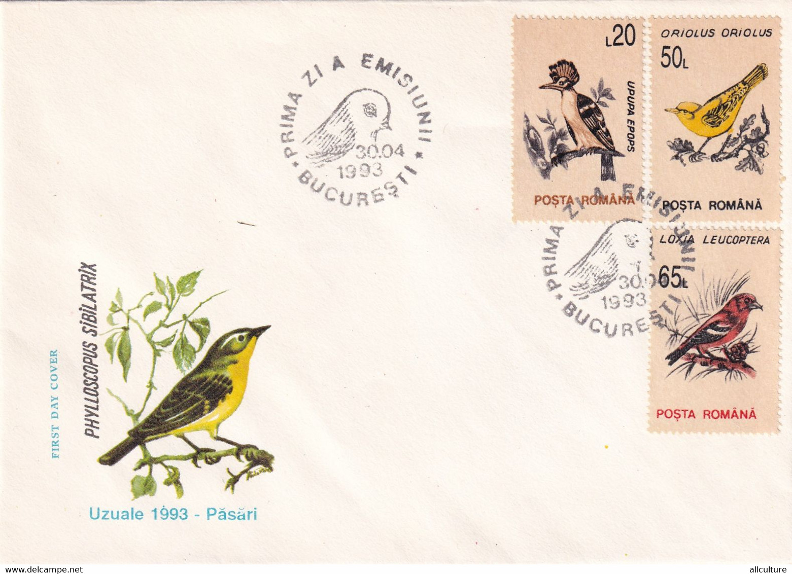 A2935 - Usual Birds, Phylloscopus Sibilatrix, Bucuresit 1993 Romania 2 Covers FDC - Kolibries