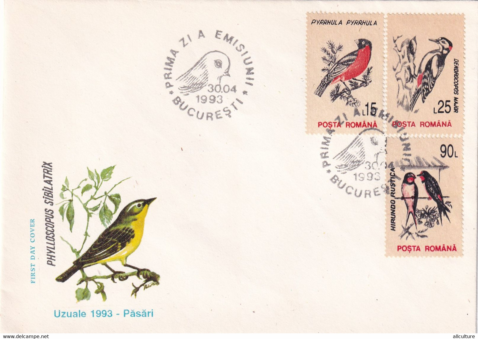 A2935 - Usual Birds, Phylloscopus Sibilatrix, Bucuresit 1993 Romania 2 Covers FDC - Segler & Kolibris