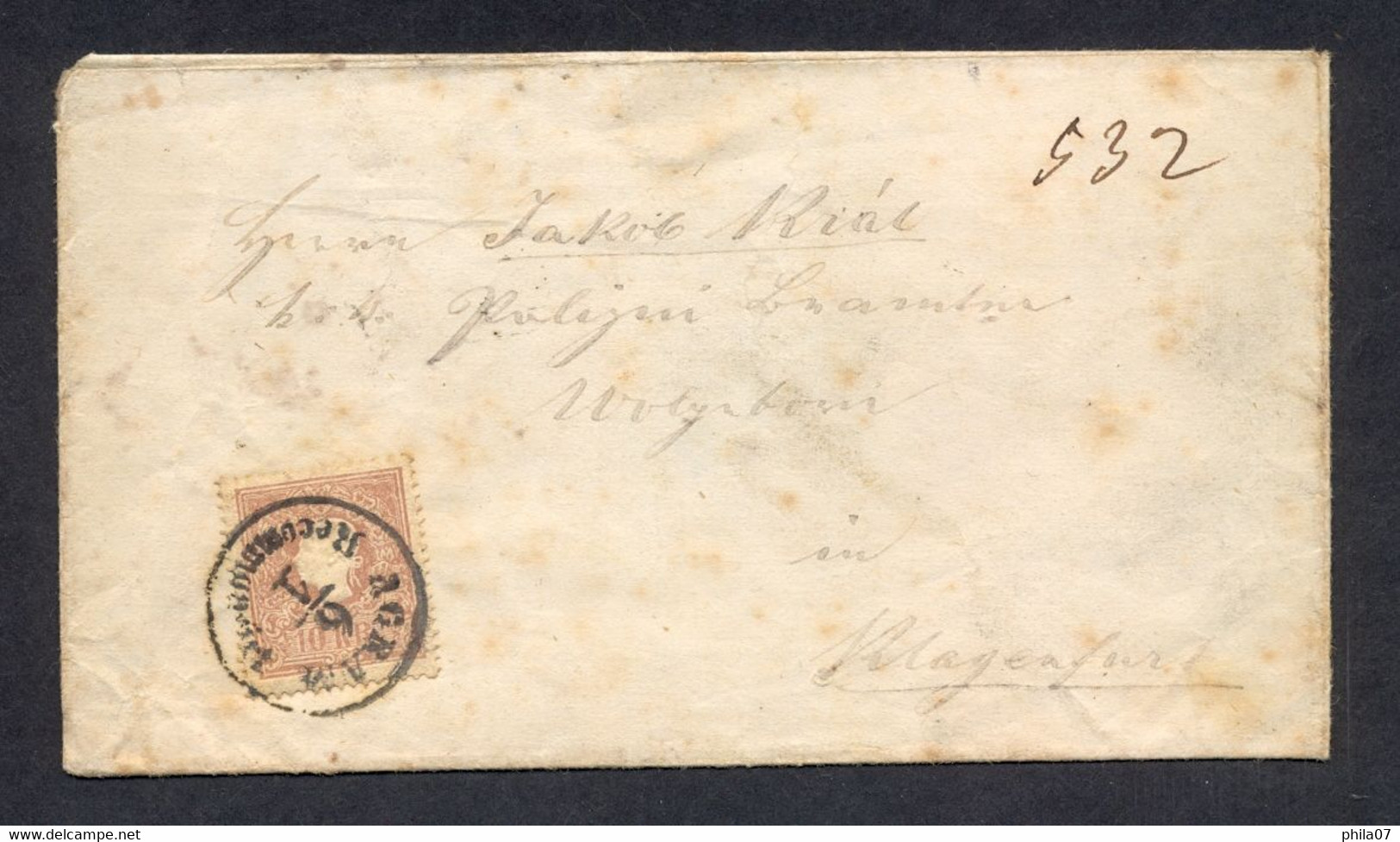 Austria - Croatia - Cover Of Letter Sent From Zagreb To Klagenfurt Via Maribor. - Autres & Non Classés