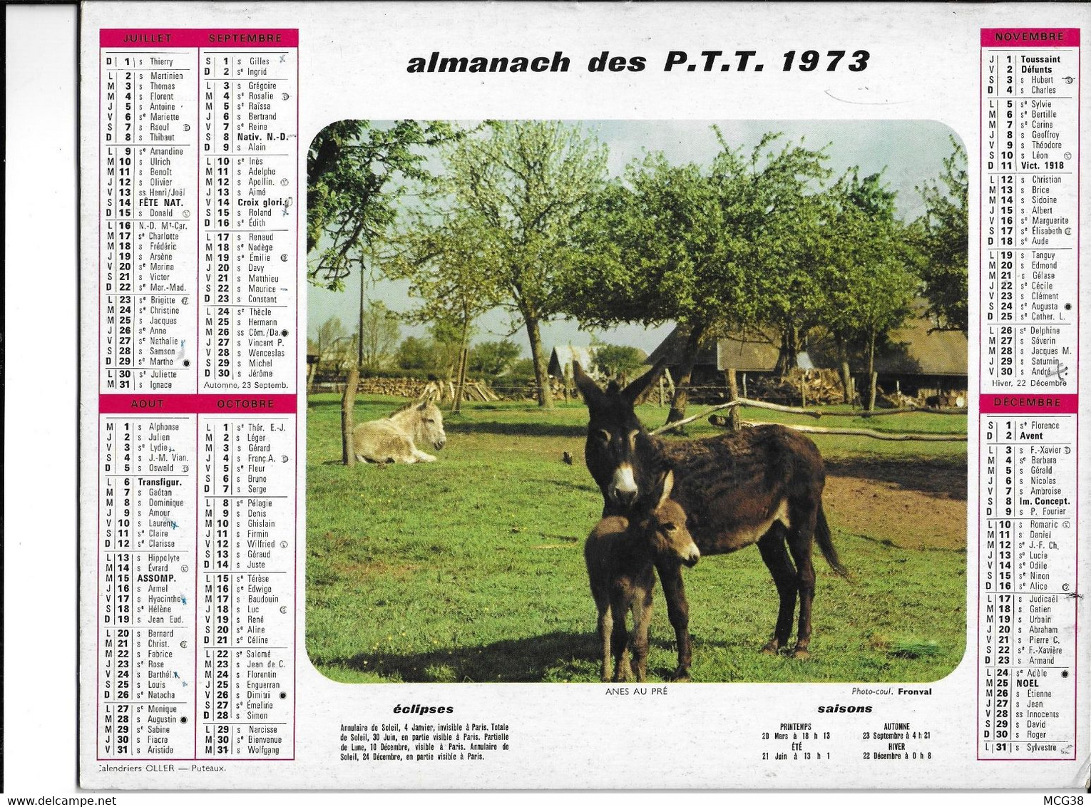 ALMANACH  PTT  1973  -  ANES  AU  PRE   Et  LES  NOUVEAUX  JOUETS - Grand Format : 1961-70