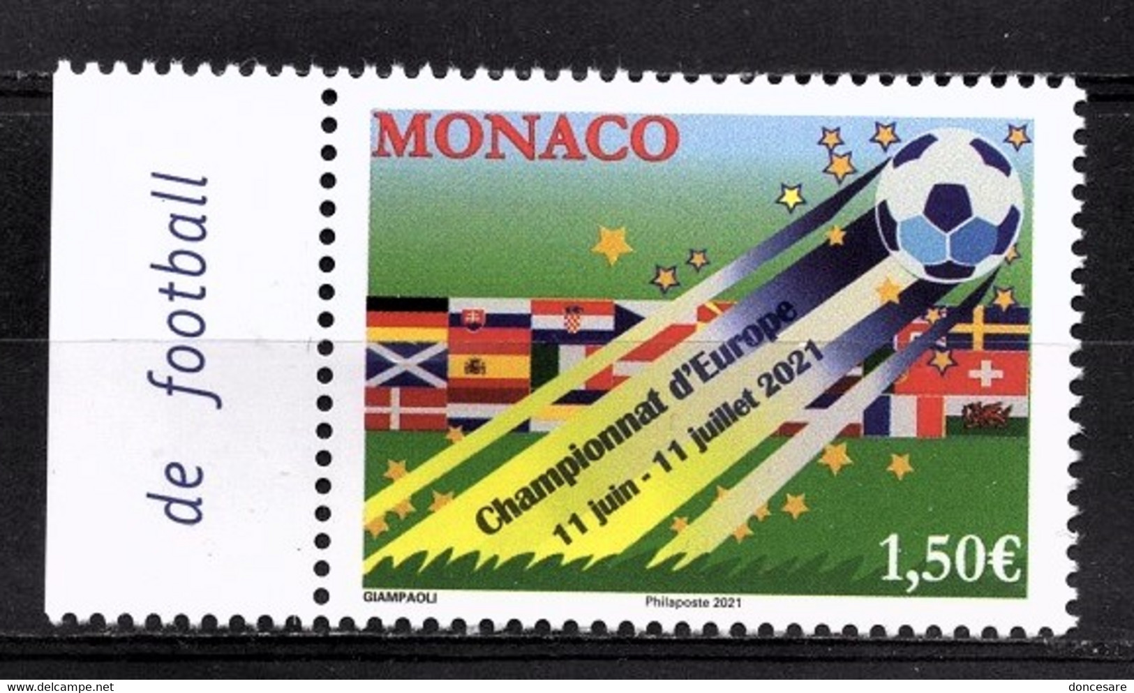 MONACO 2021 - CHAMPIONNAT D'EUROPE DE FOOTBALL - Y.T. N° 3277 /  NEUF ** - Nuevos