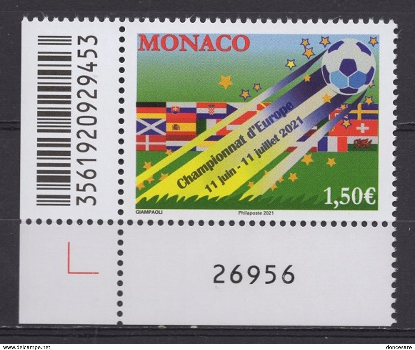 MONACO 2021 - CHAMPIONNAT D'EUROPE DE FOOTBALL - Y.T. N° 3277 /  NEUF ** - Nuovi