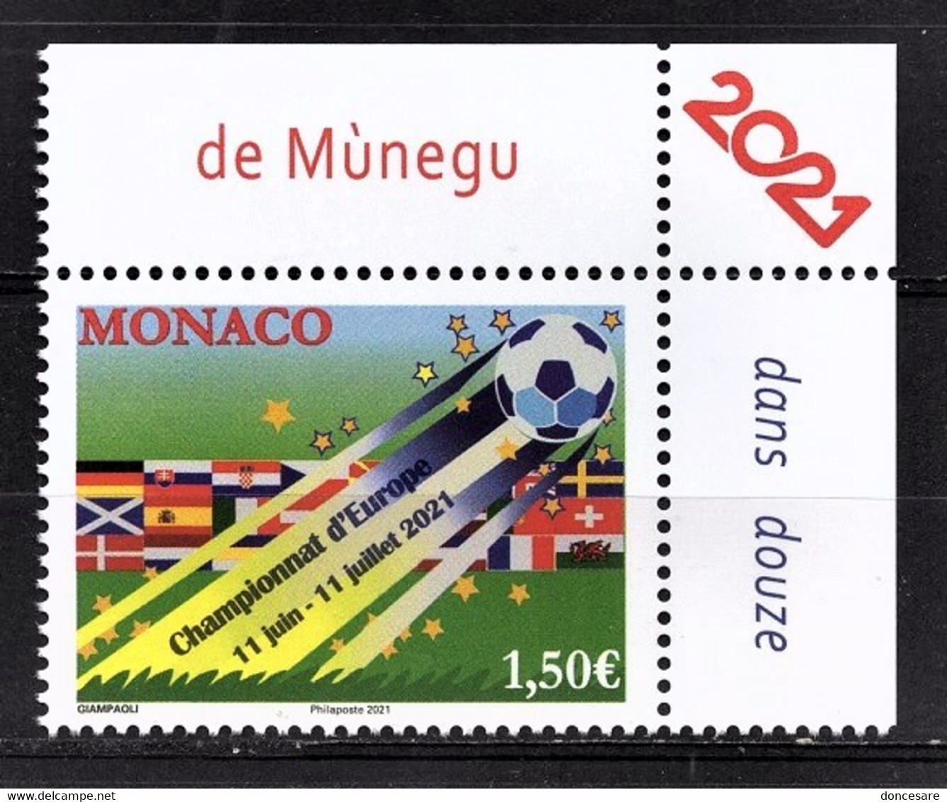 MONACO 2021 - CHAMPIONNAT D'EUROPE DE FOOTBALL - Y.T. N° 3277 /  NEUF ** - Neufs