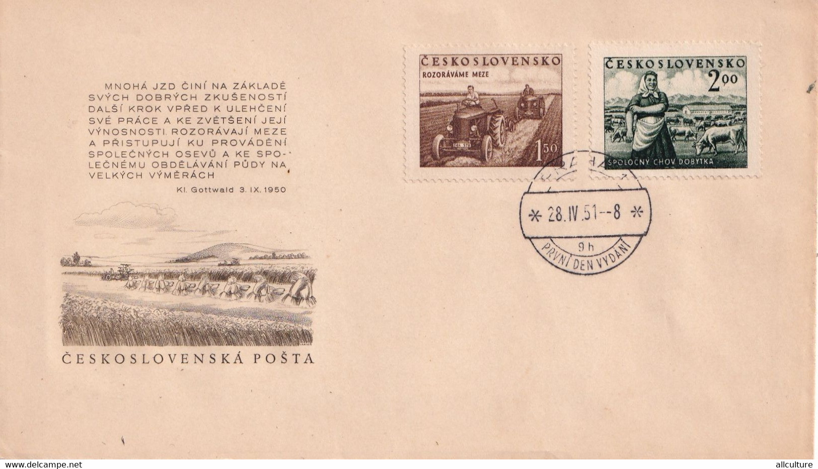 A2954 -  Ceskoslovenska Statni Posta Praha 1951 Czech Republic FDC - FDC