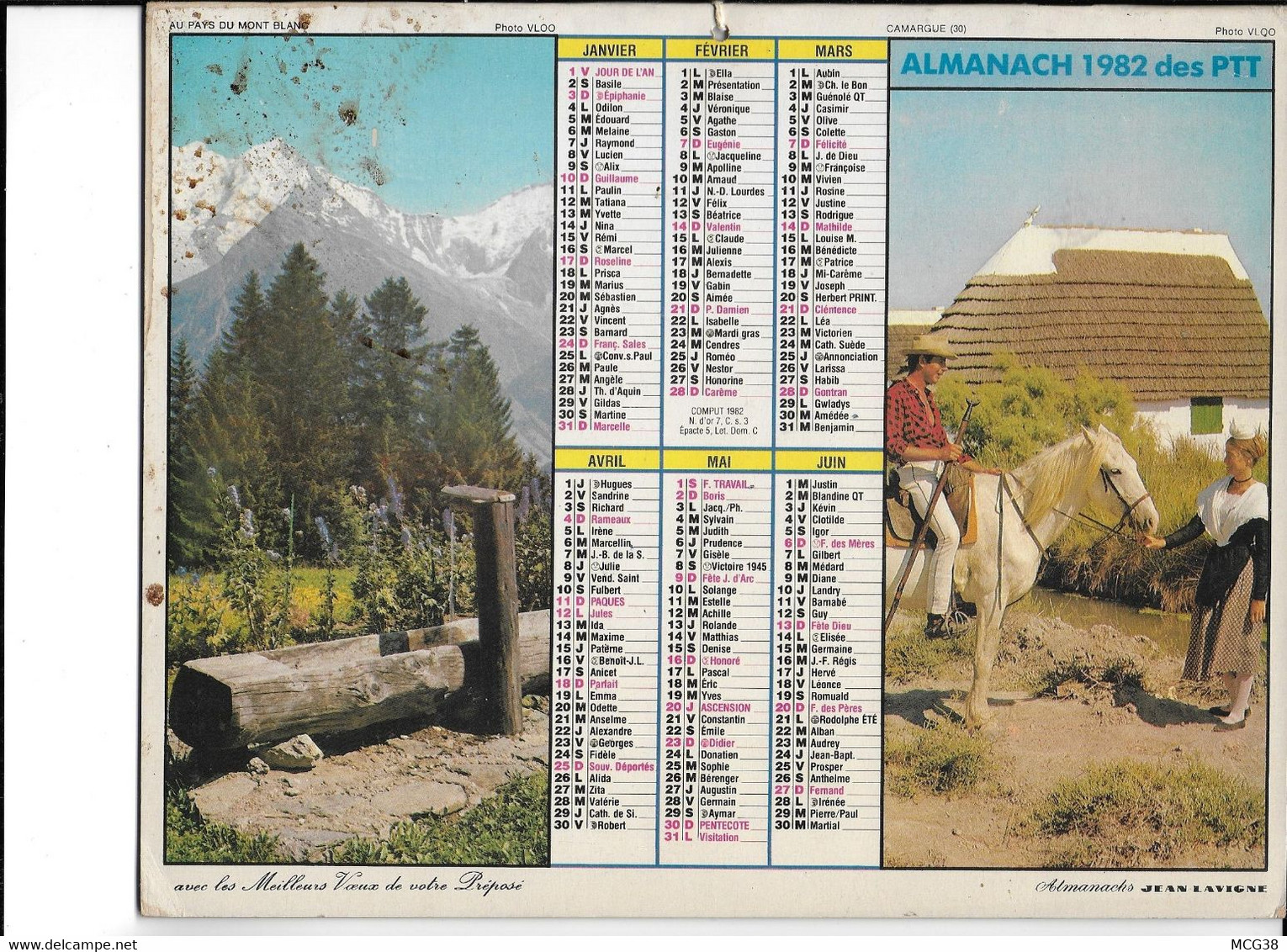 ALMANACH  PTT  1982  -  AU  PAYS  DU  MONT  BLANC  ,  SAINT  PAUL  DE  VENCE - Big : 1981-90