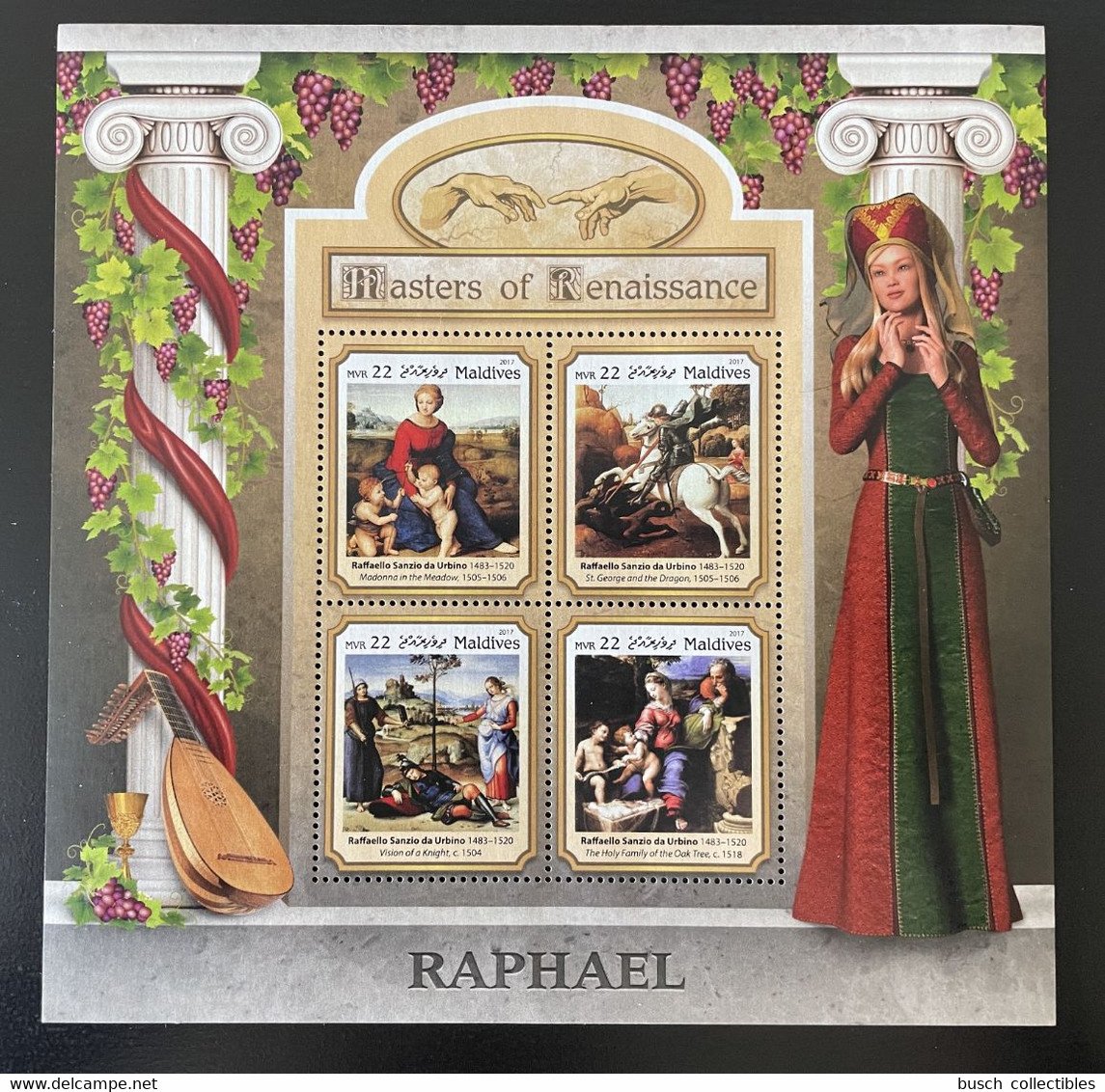 Maldives 2017 Mi. ? UNISSUED Non émis Raphael Raffaello Masters Of Renaissance Art Painting S/S Bloc-feuillet MNH** RARE - Autres & Non Classés