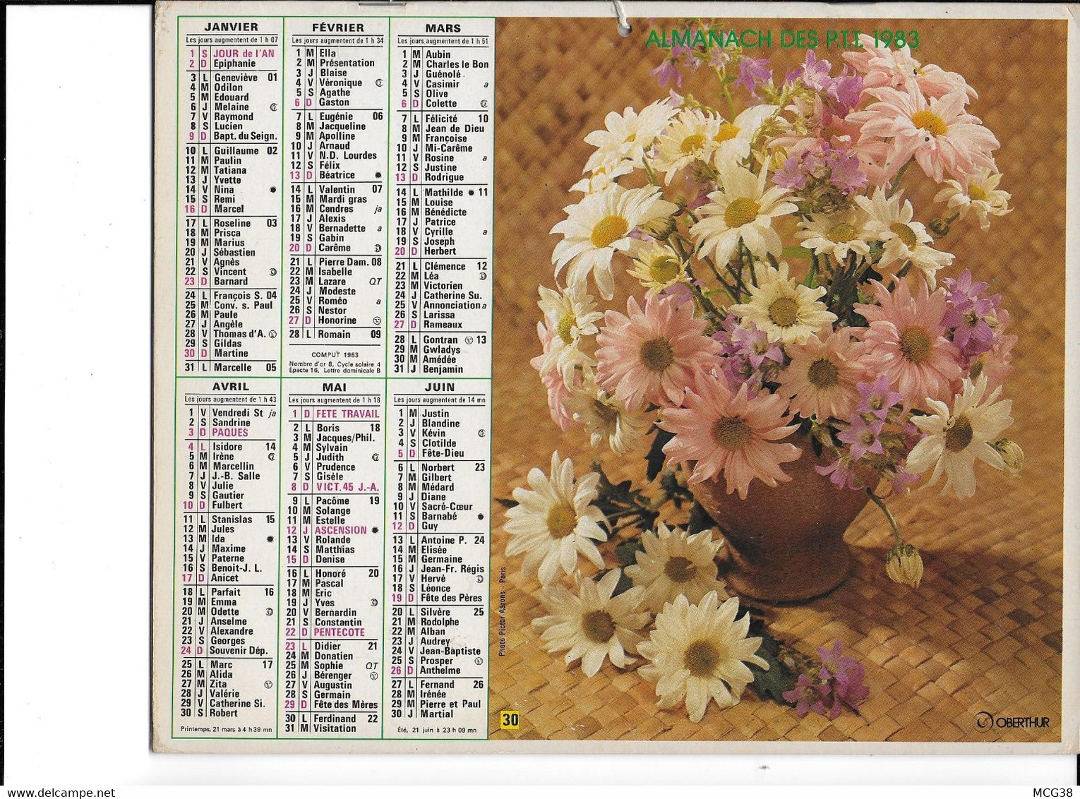 ALMANACH  PTT  1983  -  TRES  BEAUX  BOUQUETS  De  FLEURS - Formato Grande : 1981-90