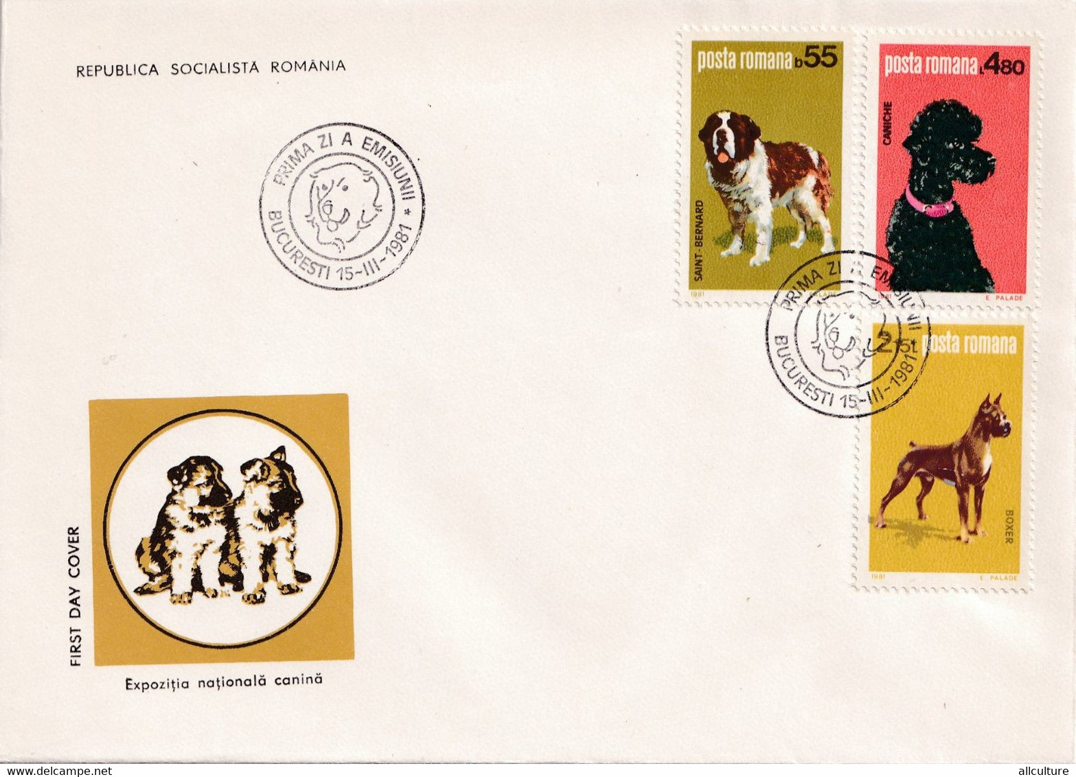 A2962 -  EXPOZITIA CANINA, EXPOZITIA NATIONALA DE CAINI, ROMANIA, PRIMA ZI DE EMISIUNE BUCURESTI 1981 3 COVERS FDC - FDC