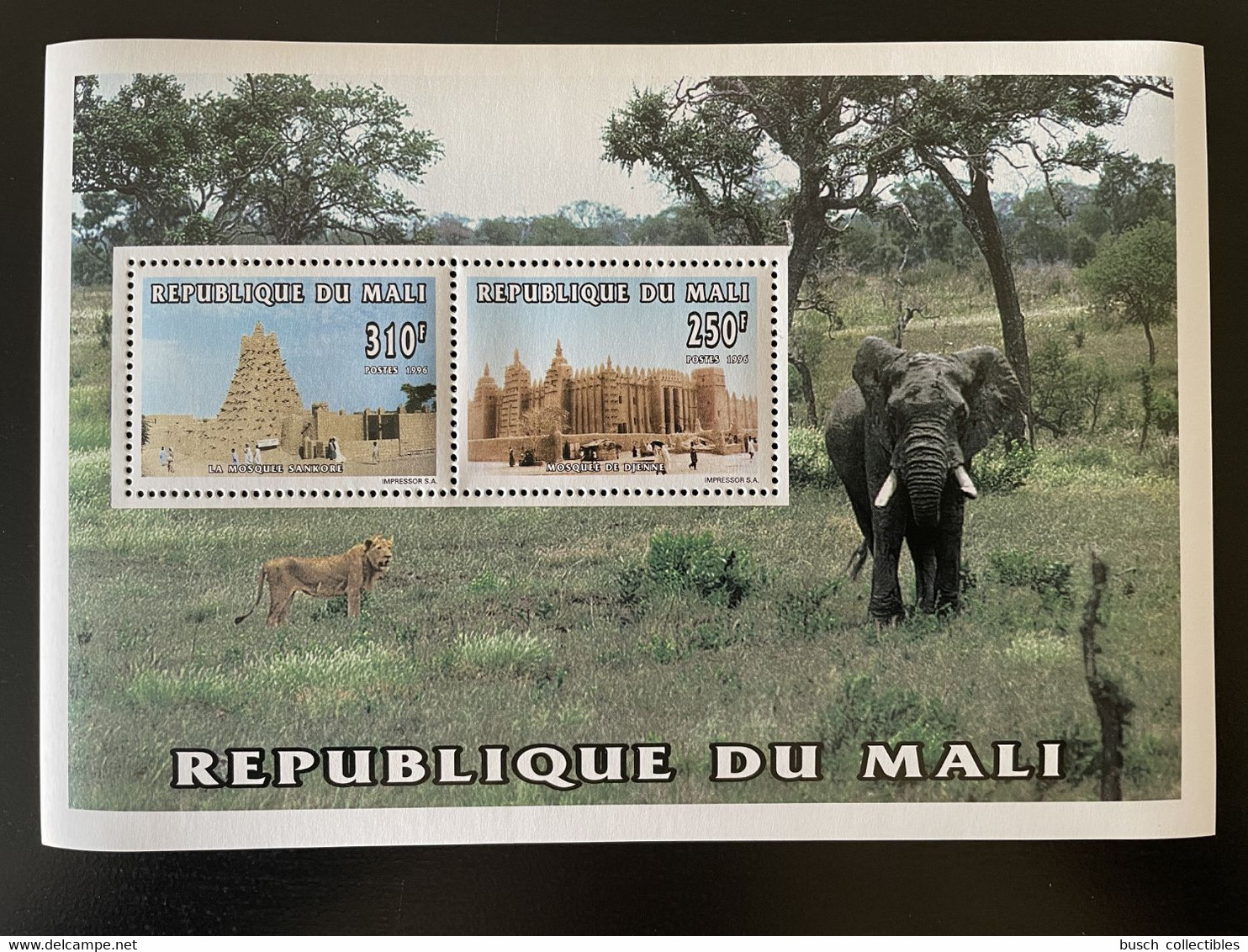 Mali 1996 Mi. Bl. 82 Mosquée Moschee Mosque Religion Sankoré Djenné Elephant Elefant Lion Löwe Faune Fauna MNH** - Elefanten