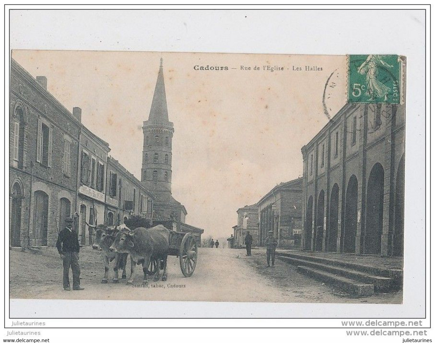 31 CADOURS RUE DE L EGLISE LES HALLES ATTELAGE DE BOEUFS - Sonstige & Ohne Zuordnung