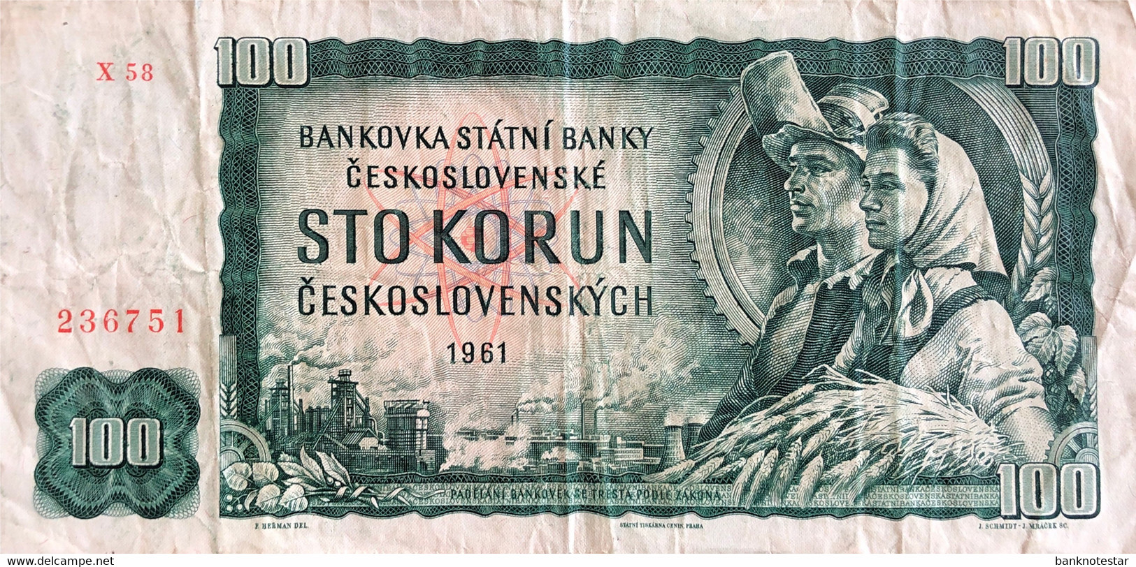 Czechoslovakia 100 Korun, P-91c (1961) - Fine - Czechoslovakia