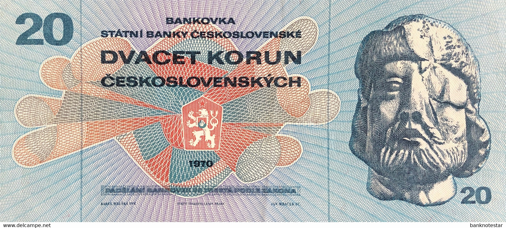 Czechoslovakia 20 Korun, P-92 (1970) - Extremely Fine - Czechoslovakia