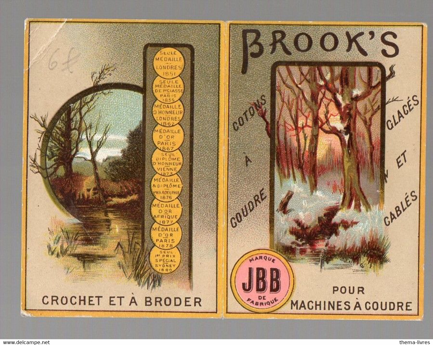 Petit Calendrier 1887  BROOKS  Coton Pour Machines à Coudre (PPP28135) - Petit Format : ...-1900