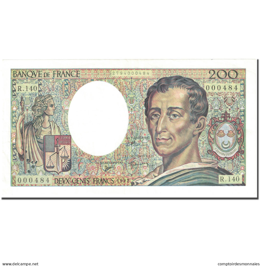 France, 200 Francs, 1992, Undated (1992), SUP, KM:155e - 200 F 1981-1994 ''Montesquieu''