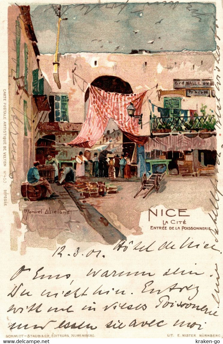 CPA M. WIELANDT - Nice, Nizza - France, Francia - La Cité, Entréede La Poissonnerie - VG - W009 - Wielandt, Manuel