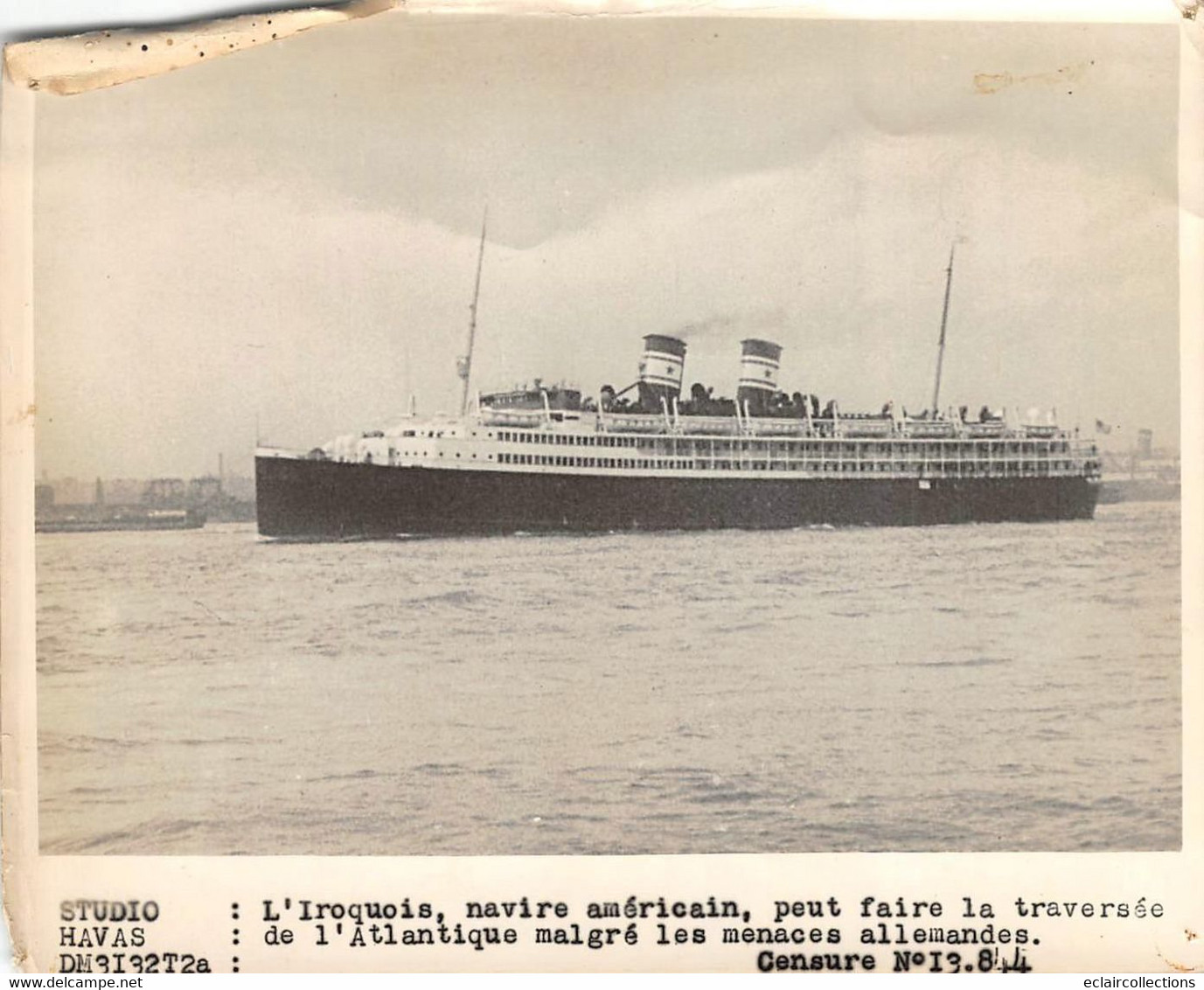 Photographie   L'Iroquois Navire Américain  Fait La Traversée De L'Atlantique Malgré .....  (voir Scan Et Commentaires) - Guerre, Militaire