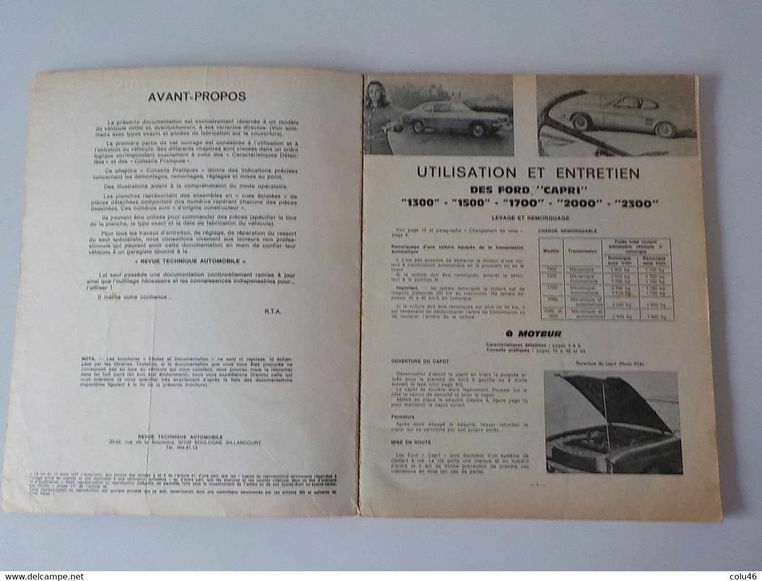 1975 Revue Technique Automobile Ford Capri 1300 1500 1700 2000 2300 Boulogne Billancourt Ford Allemagne - Cars