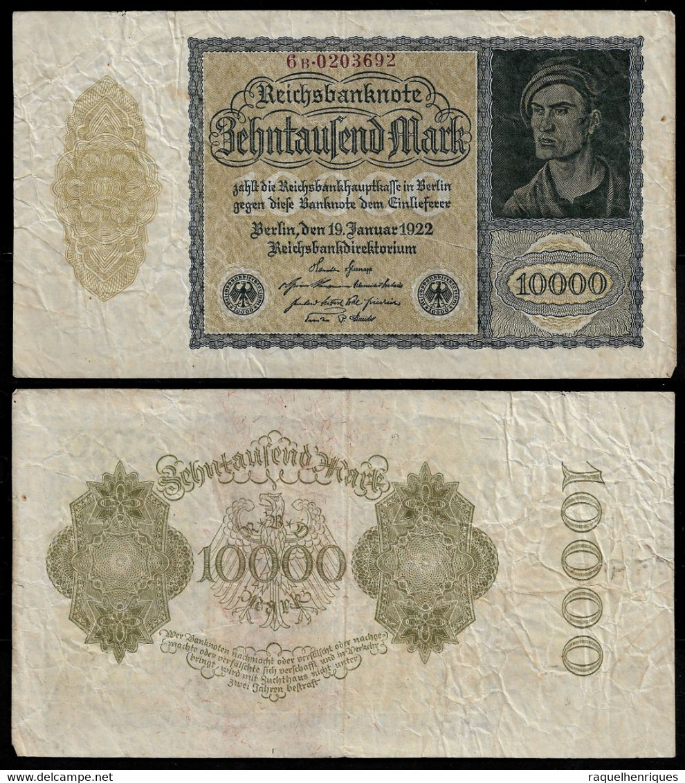 GERMANY BANKNOTE 10000 MARK 1922 P#72 F (NT#05) - 10.000 Mark