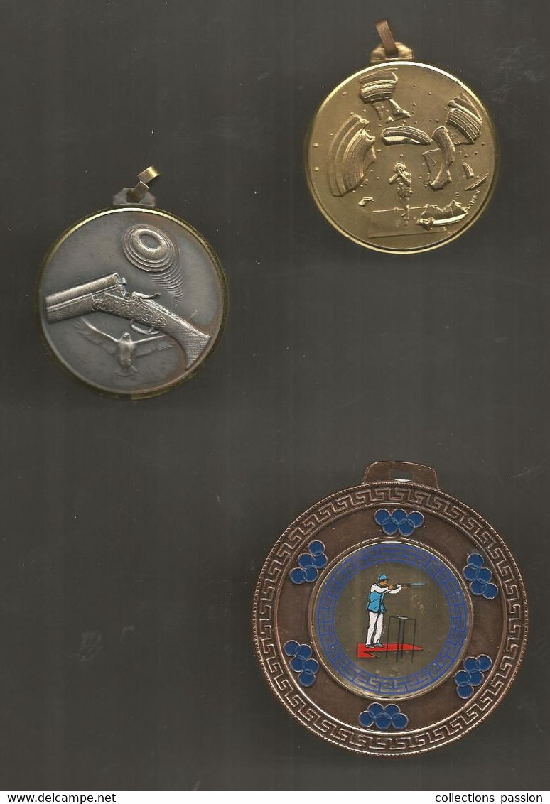 Médaille , Sports , Tir ,ball Trap , 175 Grammes ,  LOT DE 3 MEDAILLES ,frais Fr 6.15 E - Otros & Sin Clasificación