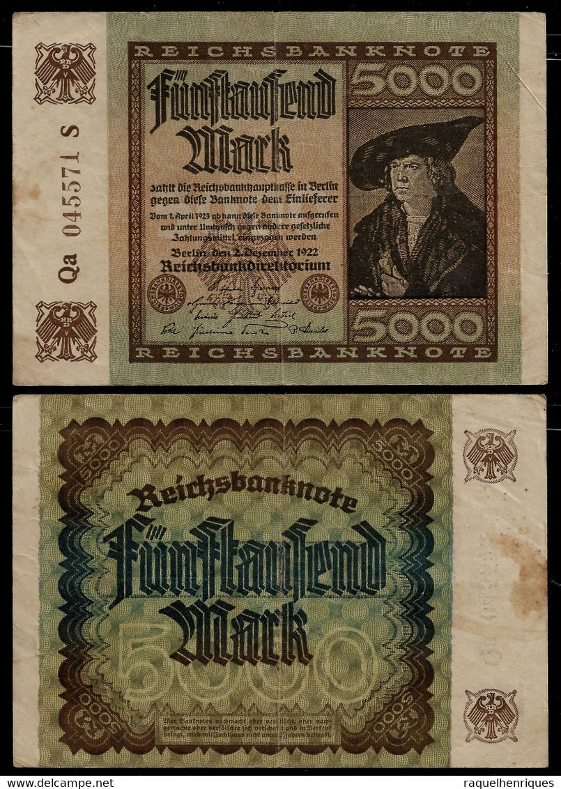 GERMANY BANKNOTE 5000 MARK 1922 P#81 VF (NT#05) - 10000 Mark
