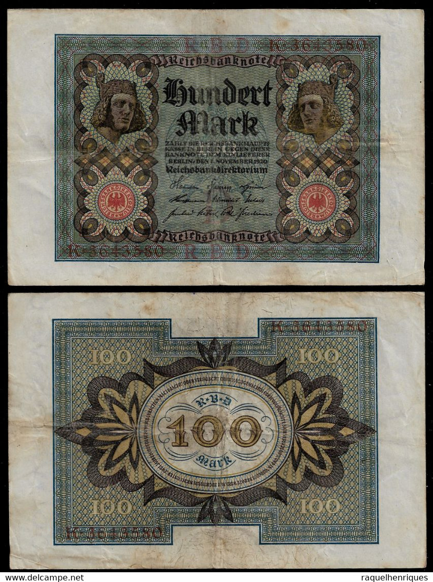 GERMANY BANKNOTE 100 MARK 1920 P#69a F/VF (NT#05) - 10000 Mark