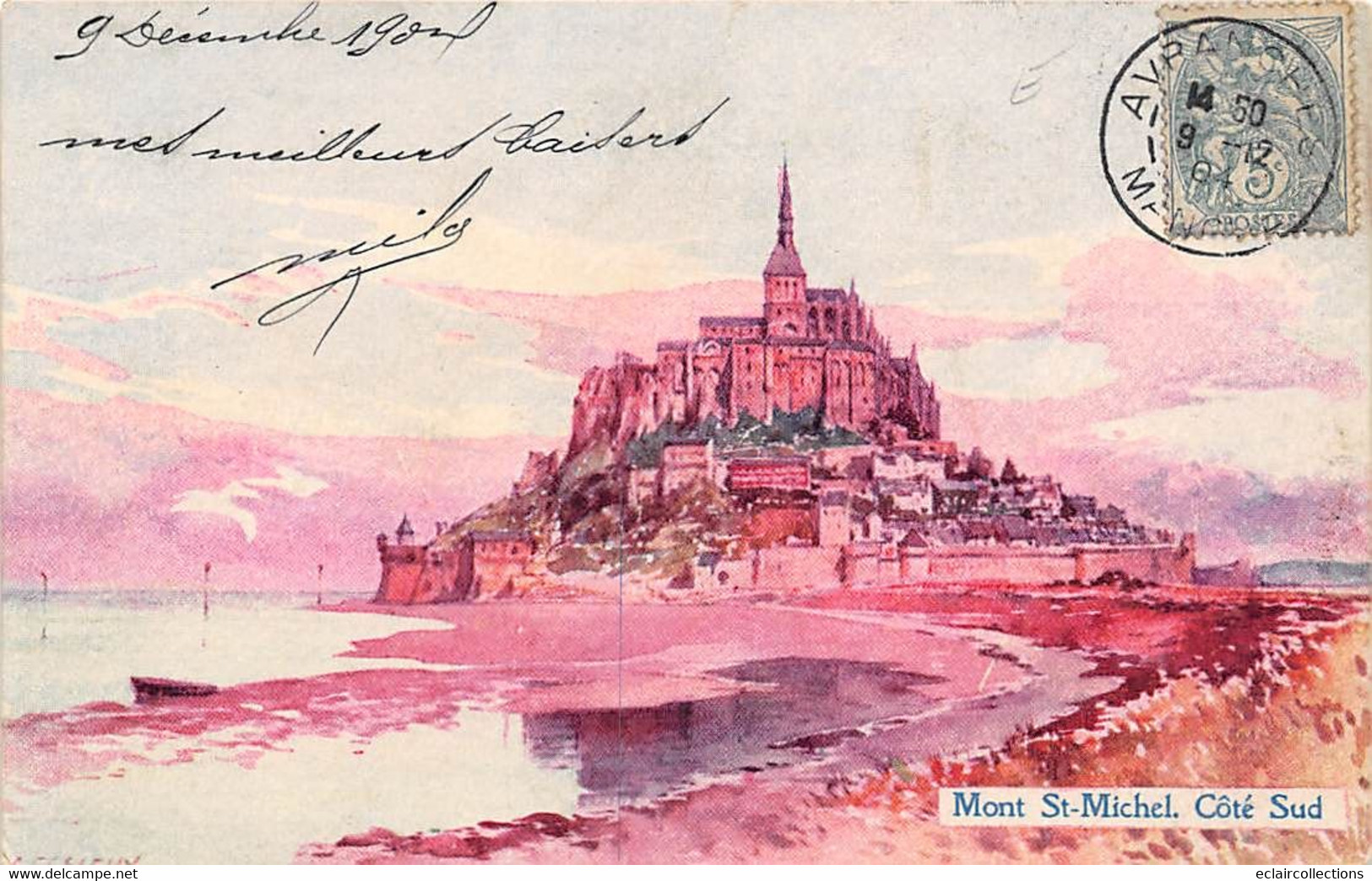 Illustrateur:  Lessieux.      Ensemble de 4 carteS sur le Mont Saint Michel     (voir scan)