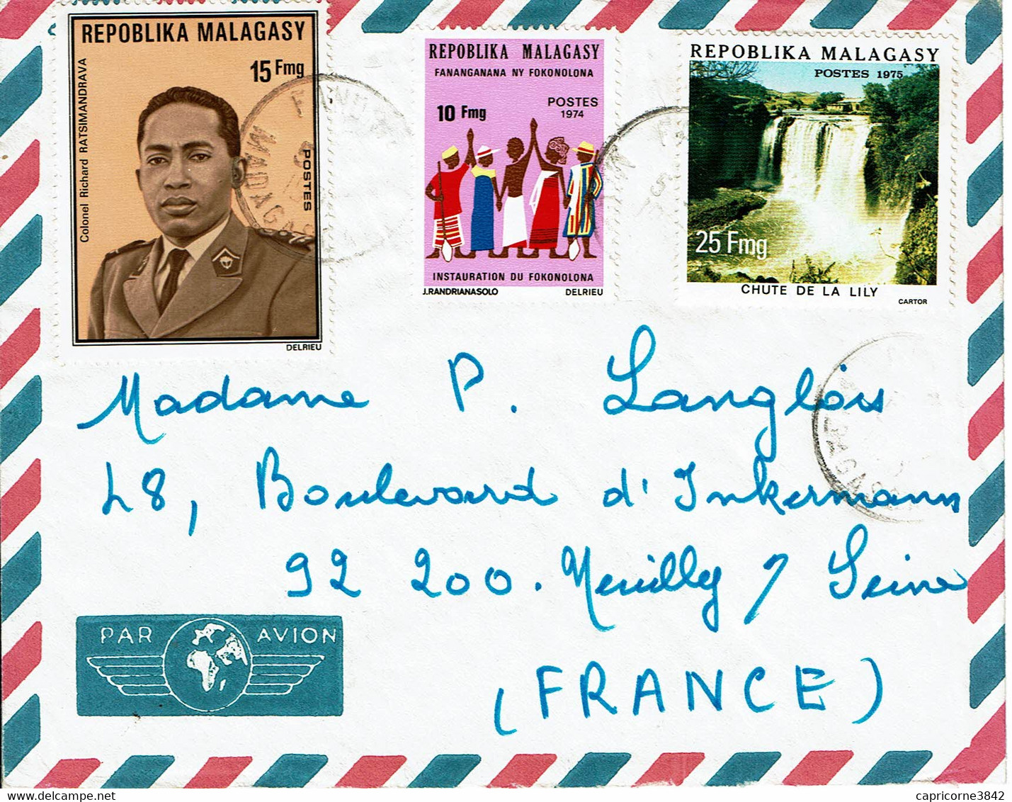 1975 - Madagascar - Lettre Pour La France - Tp N° 550 - 556 - 571 - Madagascar (1960-...)