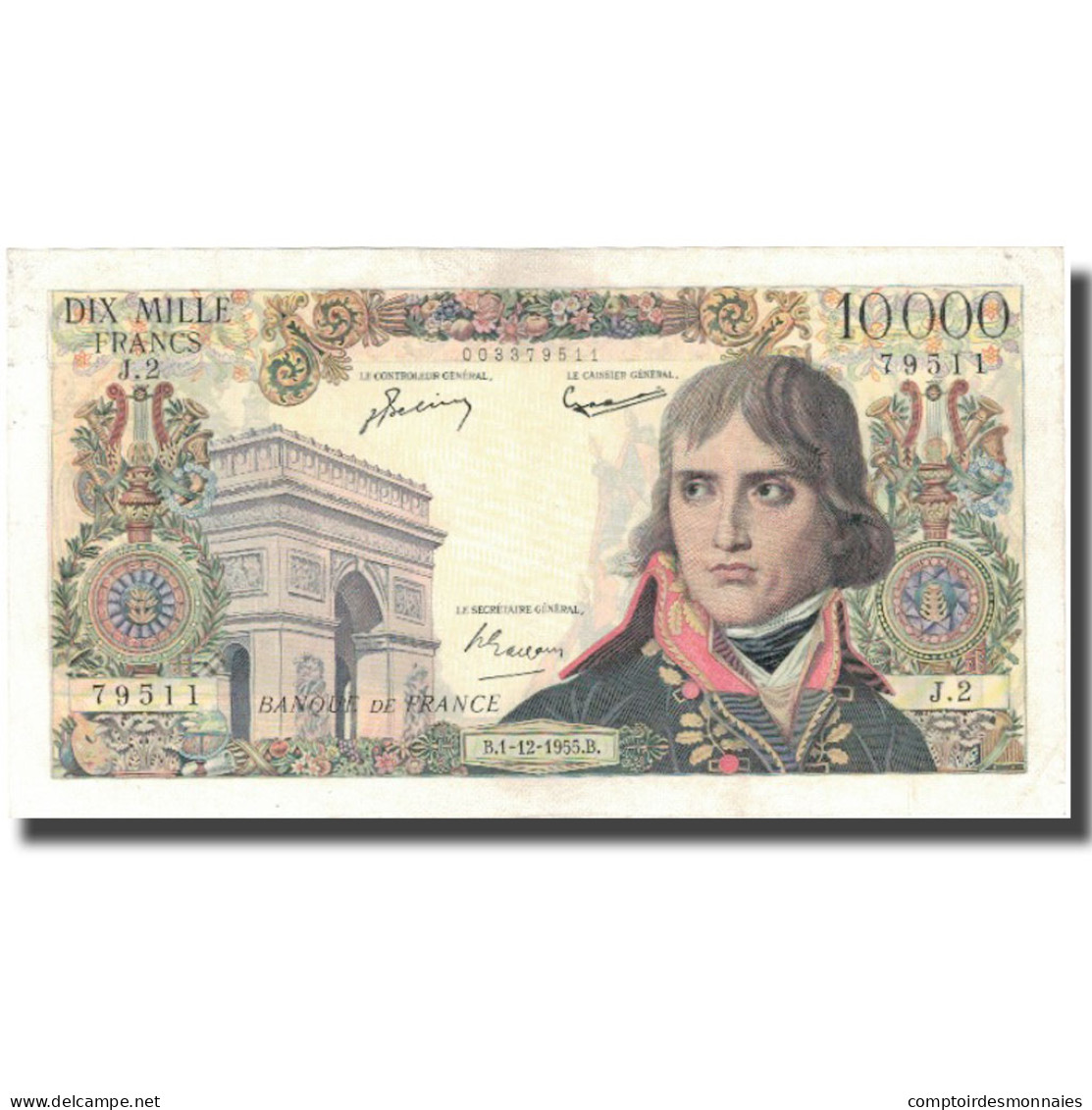 France, 10,000 Francs, Bonaparte, 1955, 1955-12-01, TTB+, Fayette:51.1, KM:136a - 10 000 F 1955-1958 ''Bonaparte''