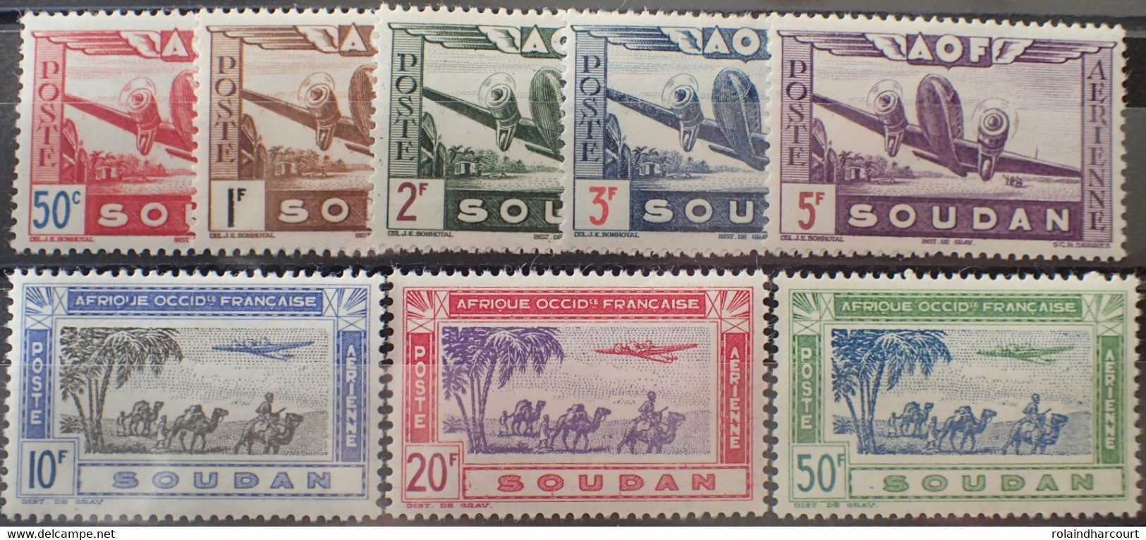 R2452/875 - 1942 - COLONIES FR. - SOUDAN - POSTE AERIENNE - SERIE COMPLETE - N°10 à 17 NEUFS* - Nuovi