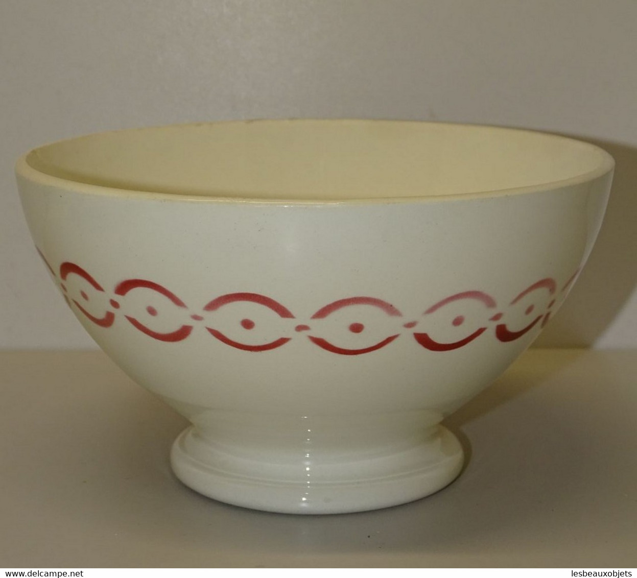 ANCIEN TRES GRAND BOL CERAMIQUE De DIGOIN 9654 - 10 à Décor De Grosse Fleurs ROUGE Ou ROSE Foncé ART DECO COLLECTION - Autres & Non Classés