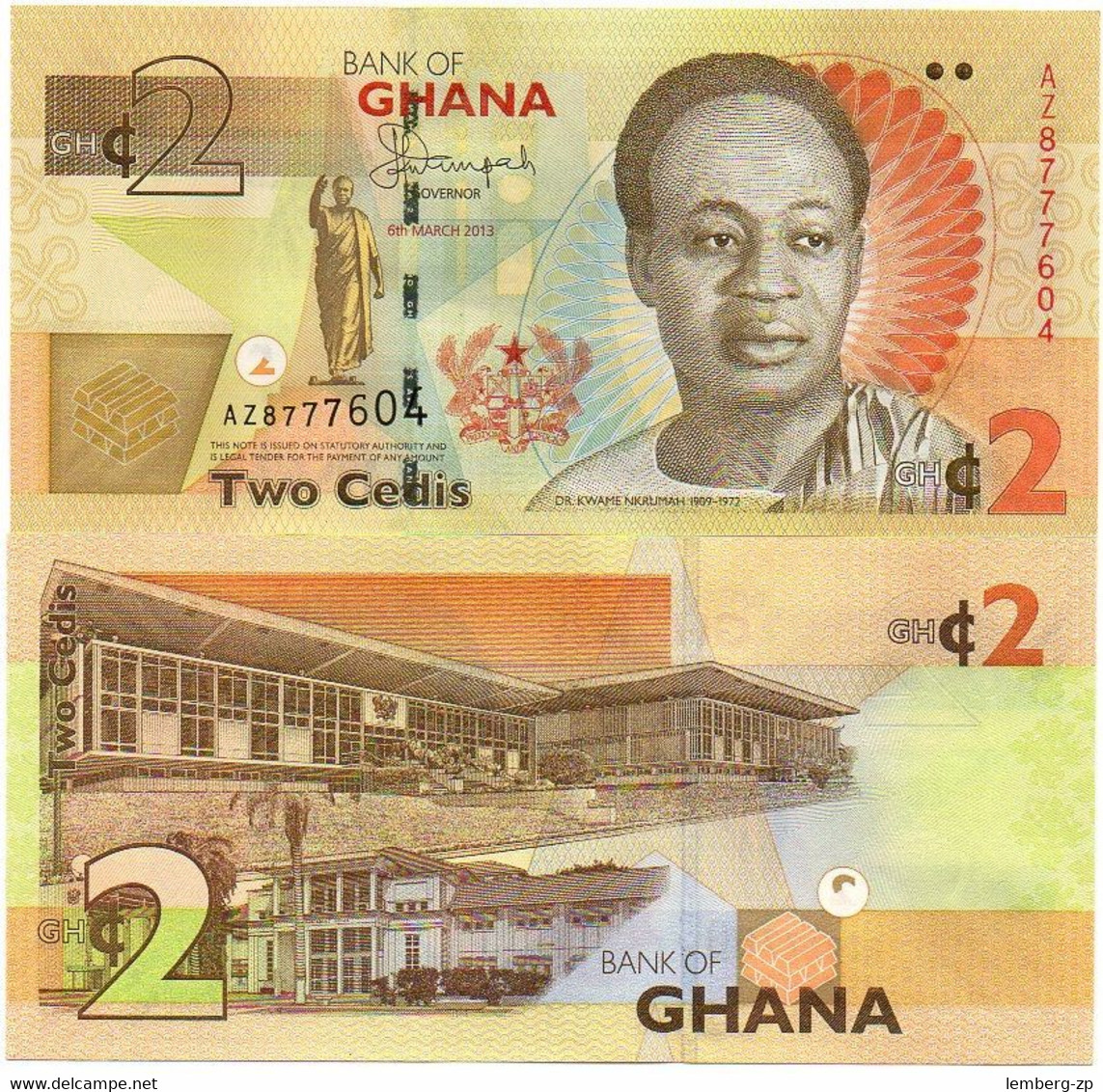 Ghana - 2 Cedis 2013 UNC Lemberg-Zp - Ghana